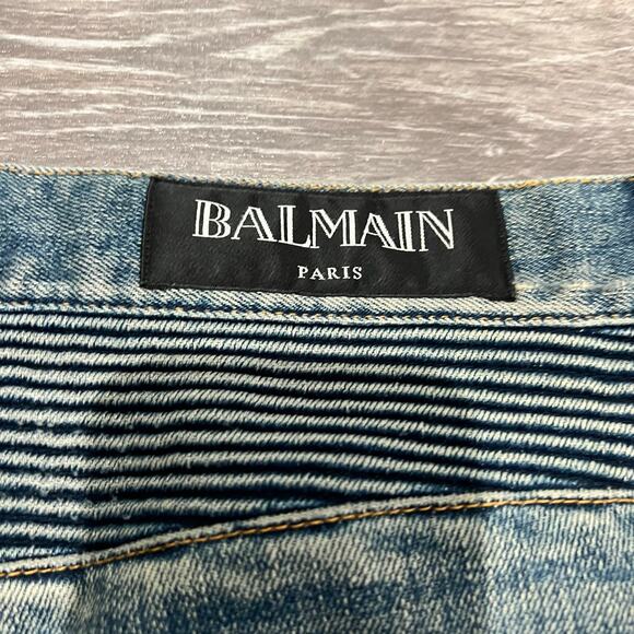 Balmain Moto Style Denim Jeans Size 31 - Picture 8 of 9